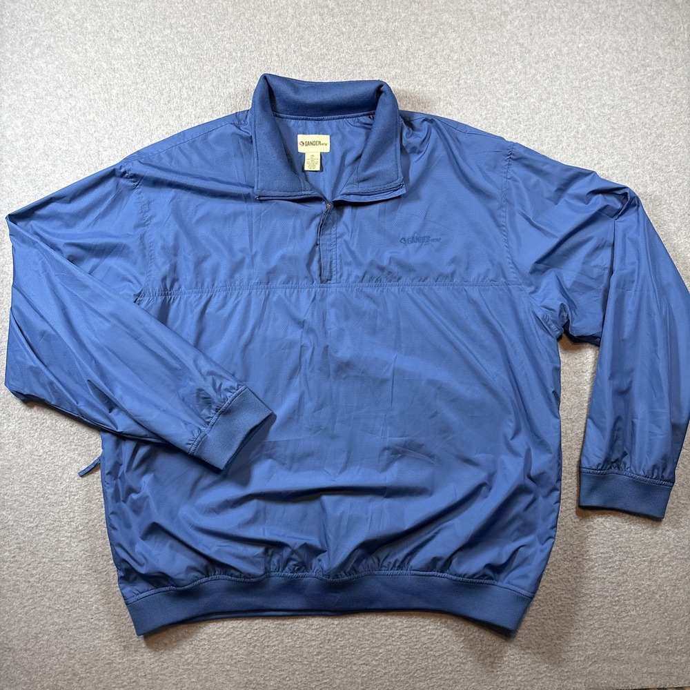 Gander Mountain Pullover Quarter Zip Blue Rain Jacket Men's 2XL Mesh Lined Light